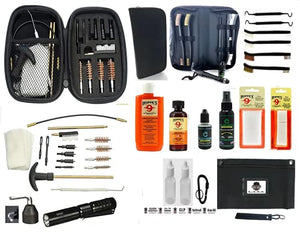 Bandit 35 PC Handgun Pistol Cleaning Kit & Accessoryy Organizer Bag for Calibers 22 - 9mm 40 & 45 Rods, Brushes, Jags, Gun Oil, Solvent. CLP & Patches