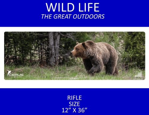 Grizzly Gun Cleaning Mat - Wild Grizzly Bear in 4 Color Splendor 12x36 inches Compatible All Series Rifle 3mm Padded Pad Protects Your Firearm Magazines Bench Table Surfaces Oil Solvent Resistant