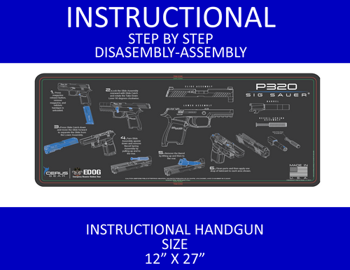 Sig P320 Instructional Step by Step Heavy Duty Cleaning 12x27 Padded Gun- Work Surface Protector Mat Solvent & Oil Resistant