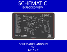 Load image into Gallery viewer, SIG P320 Schematic (Exploded View) Heavy Duty Pistol Cleaning 12x17 Padded Gun-Work Surface Protector Mat Solvent &amp; Oil Resistant