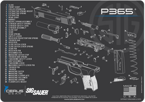 SIG P365 Schematic (Exploded View) Heavy Duty Pistol Cleaning 12x17 Padded Gun-Work Surface Protector Mat Solvent & Oil Resistant