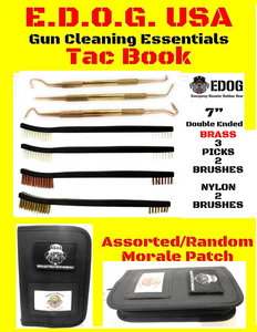 Tac Book Handgun Cleaning Kit Essentials & Accessories for All Calibers 22 38 357 9mm 40 45 Cal, Gun Oil Needle Oiler Pistol Cleaner Brass Brush Pick & Punch Set & Bore Light