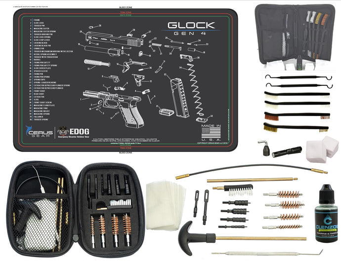 EDOG Glock Gen4 CERUS Gear Schematic (Exploded View) Pistol ProMat, Range Warrior .22 .38 .357 9MM .45-20 PC & 12 PC Tac Book Range, Field & Bench Handgun Cleaning Essentials Kit