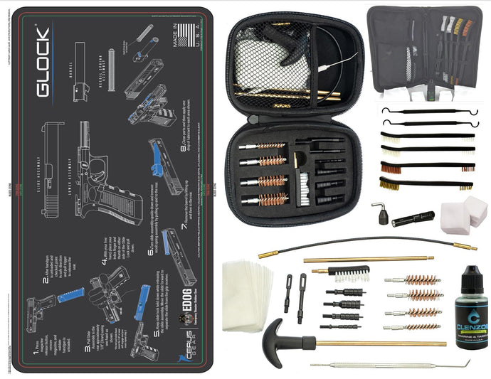 EDOG Glock CERUS Gear Instructional Step by Step PROMAT with Range Warrior .22 .38 .357 9MM .45-20 PC & 12 PC Tac Book Range, Field & Bench Handgun Cleaning Essentials Kit