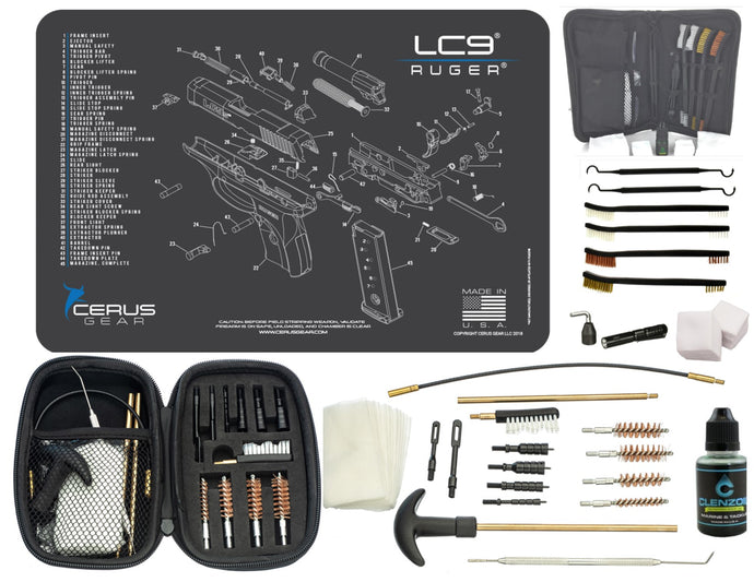 Ruger LC9 CERUS Gear Schematic (Exploded View) Pistol ProMat, Range Warrior .22 .38 .357 9MM .45-20 PC & 12 PC Tac Book Range, Field & Bench Handgun Cleaning Essentials Kit