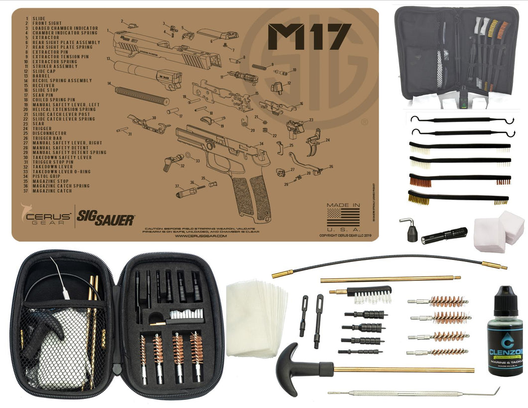 EDOG SIG M17 CERUS Gear Schematic (Exploded View) Pistol ProMat, Range Warrior Universal 32 PC & 12 PC Tac Book Range, Field & Bench Handgun Cleaning Essentials Kit