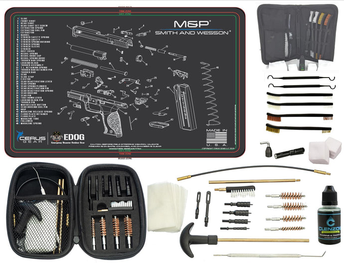 EDOG S&W M&P CERUS Gear Schematic (Exploded View) Pistol ProMat, Range Warrior .22 .38 .357 9MM .45-20 PC & 12 PC Tac Book Range, Field & Bench Handgun Cleaning Essentials Kit