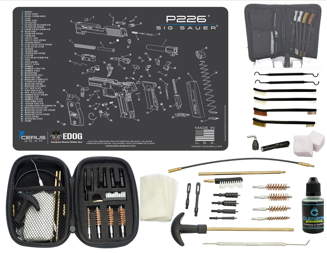 EDOG Sig P226 CERUS Gear Schematic (Exploded View) Pistol ProMat, Range Warrior .22 .38 .357 9MM .45-20 PC & 12 PC Tac Book Range, Field & Bench Handgun Cleaning Essentials Kit