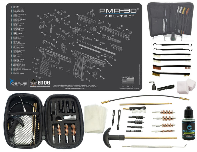 EDOG Keltec PMR-30 CERUS Gear Schematic (Exploded View) Pistol ProMat, Range Warrior .22 .38 .357 9MM .45-20 PC & 12 PC Tac Book Range, Field & Bench Handgun Cleaning Essentials Kit