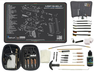 EDOG S&W M&P Shield CERUS Gear Schematic (Exploded View) Pistol ProMat, Range Warrior .22 .38 .357 9MM .45-20 PC & 12 PC Tac Book Range, Field & Bench Handgun Cleaning Essentials Kit