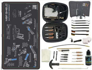 EDOG S&W M&P Shield CERUS Gear Instructional Step by Step PROMAT with Range Warrior .22 .38 .357 9MM .45-20 PC & 12 PC Tac Book Range, Field & Bench Handgun Cleaning Essentials Kit