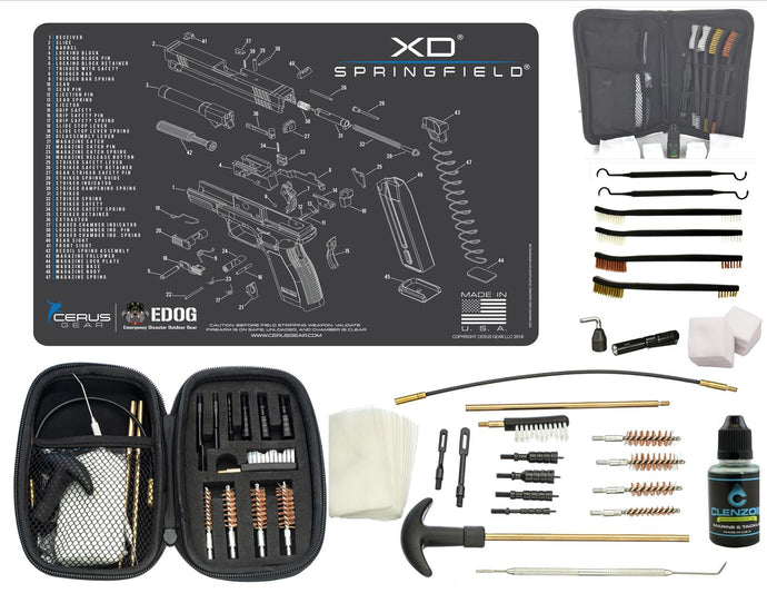 EDOG Springfield Armory XD CERUS Gear Schematic (Exploded View) Pistol ProMat, Range Warrior .22 .38 .357 9MM .45-20 PC & 12 PC Tac Book Range, Field & Bench Handgun Cleaning Essentials Kit