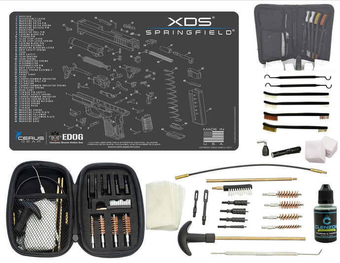 EDOG Springfield Armory XDs CERUS Gear Schematic (Exploded View) Pistol ProMat, Range Warrior .22 .38 .357 9MM .45-20 PC & 12 PC Tac Book Range, Field & Bench Handgun Cleaning Essentials Kit