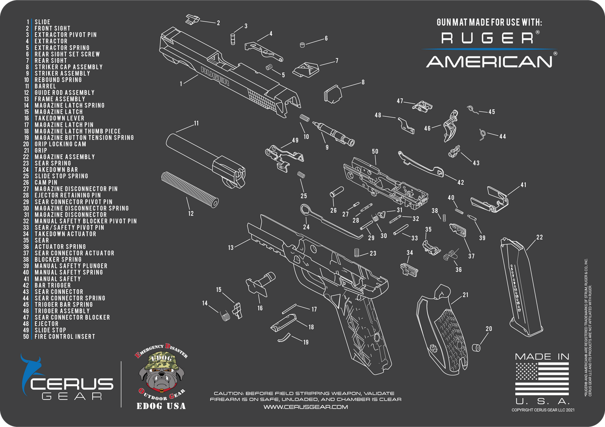 RUGER American Gun Cleaning Mat - Schematic (Exploded View) Diagram Co ...