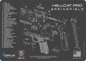 Hellcat Pro Gun Cleaning Mat - Schematic (Exploded View) Diagram Compatible with Springfield Armory Hellcat Pro 3 mm Pad Protect Firearm Magazines Bench Surfaces Gun Oil