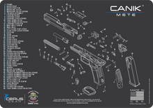 Load image into Gallery viewer, Mete Gun Cleaning Mat - Schematic (Exploded View) Diagram Compatible with Canik Mete Pistol 3 mm Padded Pad Protect Your Firearm Magazines Bench Table Top Oil Solvent Resistant