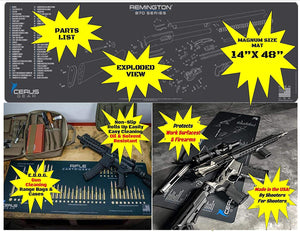 EDOG Remington 870 Shotgun 30 Pc Cleaning Essentials Kit Schematic (Exploded View) 14x48 Padded Gun Work Surface Protector Mat GunMaster 13 PC 12 GA & 15 PC Tac Book w Bore Snake Swabs 3”Patches