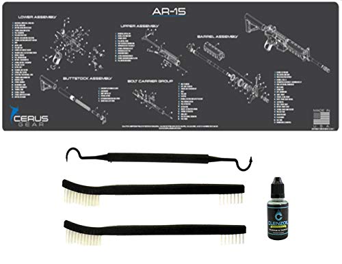 EDOG AR 5 Pc Cerus Gear Schematic (Exploded View) Heavy Duty Rifle Cleaning 12”x36” Padded Gun-Work Surface Protector Mat Solvent & Oil Resistant & 4 Pc Cleaning Essentials
