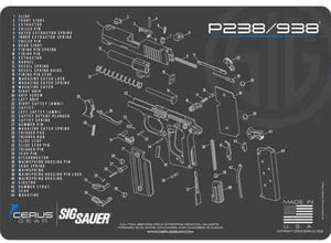 EDOG USA Pistolero 14 Pc .22 Caliber Gun Cleaning Kit - Compatible for Sig Sauer P238 Pistol - Schematic (Exploded View) Mat, Pistolero Caliber Specific 22 Caliber