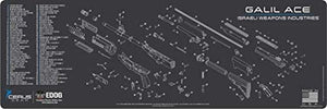 Galil Ace Gun Cleaning Mat - Schematic (Exploded View) 12X36 Padded Gun-Work Surface Protection Mat Solvent & Oil Resistant