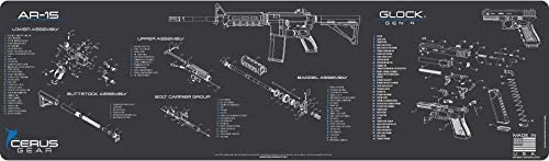 AR-15 & Glock Gen 4 Gun Cleaning Mat (Exploded View) XXL 14X48 Padded ...