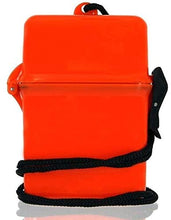 Load image into Gallery viewer, Orange Waterproof Cigarette Pack Case (Spills &amp; Splashes), with BIC Lighter &amp; Bonus RFID Protection Credit Card Sleeve! - Travel Beach Pool Boating &amp; Camping Hard ABS Plastic Lanyard &amp; Carabiner