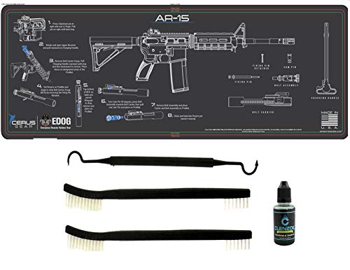 EDOG AR 5 Pc Cerus Gear Instructional Step by Step Heavy Duty Cleaning Rifle 12”x36” Padded Gun- Work Surface Protector Mat Solvent & Oil Resistant & 4 Pc Cleaning Essentials