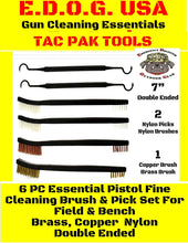 Load image into Gallery viewer, EDOG USA TAC Pak 9 Pc Gun Cleaning Accessory Kit for Pistol, Rifle Shotgun, All Caliber Brass, Copper &amp; Nylon Brush &amp; Pick Set with CLP Cleaner &amp; Case