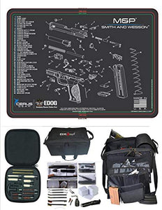 EDOG S&W M&P Cerus Exploded View Schematic Gun Cleaning Mat & R5 Handgun Pistol Range & Duty Bag & 28 Pc Handgun Cleaning Kit w Clenzoil CLP