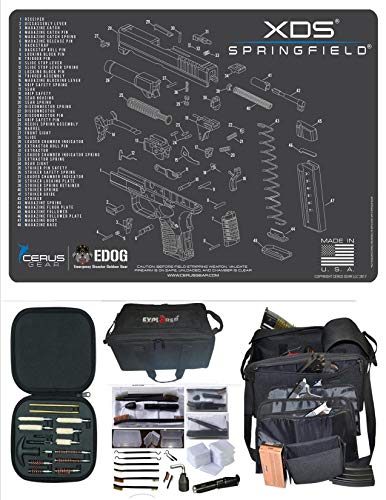 EDOG Springfield Armory XDs Cerus Exploded View Schematic Gun Cleaning Mat & R5 Handgun Pistol Range & Duty Bag & 28 Pc Handgun Cleaning Kit w Clenzoil CLP