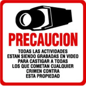 4 Spanish Security Camera Video Surveillance System Decal Stickers 4" x 4" CCTV Warning Sticker Decals Scratch & Fade Resistant