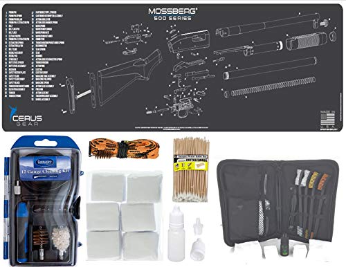 EDOG Mossberg Shotgun 30 Pc Cleaning Essentials Kit Schematic (Exploded View) 14x48 Padded Gun Work Surface Protector Mat GunMaster 13 PC 12 GA & 15 PC Tac Book w Bore Snake Swabs 3”Patches