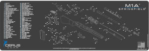 EDOG M1A 5 Pc Schematic (Exploded View) Heavy Duty Rifle Cleaning 12”x 36” Padded Gun-Work Surface Protector Mat Solvent & Oil Resistant & 4 Pc Cleaning Essentials