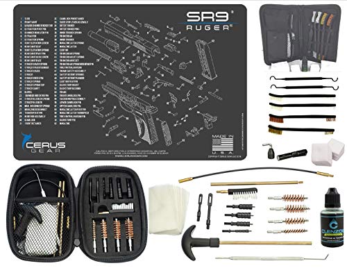 EDOG Ruger SR9 CERUS Gear Schematic (Exploded View) Pistol ProMat, Range Warrior .22 .38 .357 9MM .45-20 PC & 12 PC Tac Book Range, Field & Bench Handgun Cleaning Essentials Kit