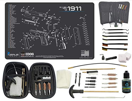 EDOG 1911 CERUS Gear Schematic (Exploded View) Pistol ProMat, Range Warrior .22 .38 .357 9MM .45-20 PC & 12 PC Tac Book Range, Field & Bench Handgun Cleaning Essentials Kit