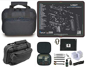 EDOG S&W M&P Promat & 11.5″ Double Gun Range Bag, Soft Padded & Compact & 28 PC Cleaning Essentials & Pro Mat Kit