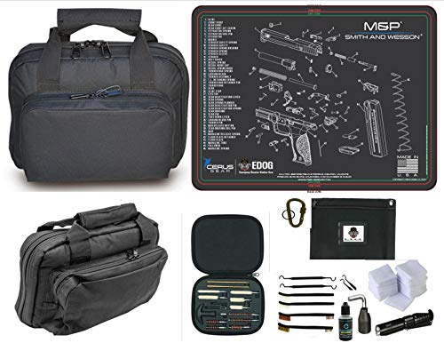 EDOG S&W M&P Promat & 11.5″ Double Gun Range Bag, Soft Padded & Compact & 28 PC Cleaning Essentials & Pro Mat Kit