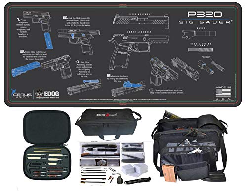 EDOG Cerus SIG P320 Instuctional Step by Step Gun Cleaning Mat & R5 Handgun Pistol Range & Duty Bag & 28 Pc Handgun Range/Field Cleaning Kit