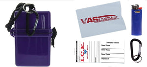 Purple Waterproof Cigarette Pack Case (Spills & Splashes), with BIC Lighter & Bonus RFID Protection Credit Card Sleeve! - Travel Beach Pool Boating & Camping Hard ABS Plastic Lanyard & Carabiner