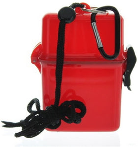 EDOG RED TRAVEL / SURVIVAL WATERPROOF DRY “O” BOX LANYARD BINER & ICE CARD