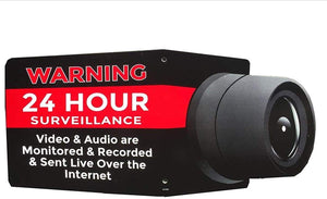 4 Security Camera Video System Decal Stickers 6"x3" CCTV Live Internet Transmission Digital Recording & Audio Deterrence Warning Sticker Decals Commercial Grade “Leave No Doubt 24 Hr Surveillance”