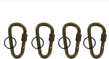 Load image into Gallery viewer, 4 PCS Locking Carabiner Clip Key 3” Aluminum Snaplink Black Split Ring Key Ring D Shape Keychain Clips for Buckles Paracord Belt Water Bottle Straps Tools &amp; Kits Accessories 3&quot; Coyote Tan LX