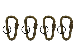 4 PCS Locking Carabiner Clip Key 3” Aluminum Snaplink Black Split Ring Key Ring D Shape Keychain Clips for Buckles Paracord Belt Water Bottle Straps Tools & Kits Accessories 3" Coyote Tan LX