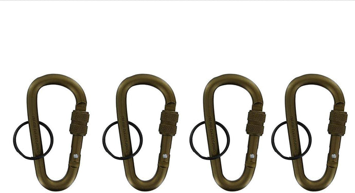 4 PCS Locking Carabiner Clip Key 3” Aluminum Snaplink Black Split Ring Key Ring D Shape Keychain Clips for Buckles Paracord Belt Water Bottle Straps Tools & Kits Accessories 3