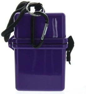 EDOG PURPLE TRAVEL / SURVIVAL WATERPROOF DRY “O” BOX LANYARD BINER & ICE CARD