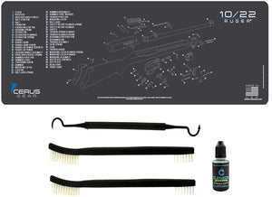 EDOG Ruger 10/22 5 Pc Cerus Gear Schematic (Exploded View) Heavy Duty Rifle Cleaning 12”x36” Padded Gun-Work Surface Protector Mat Solvent & Oil Resistant & 4 Pc Cleaning Essentials