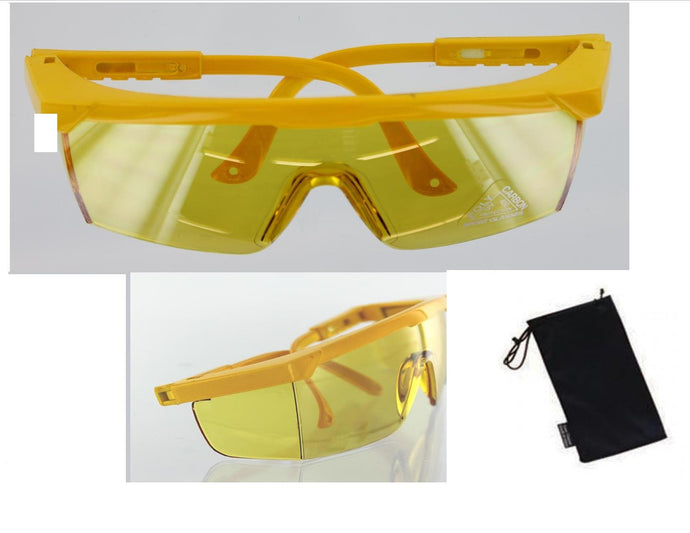 EDOG Shooting Hunting Safety Glasses | Yellow Frame | Yellow Plastic Lens | Soft Fabric Glass CASE Included | Will Slip Over EXISTING Glasses in Many Cases