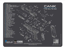 Load image into Gallery viewer, EDOG USA BANDIT 29 Pc Pistol Cleaning System - Compatible with Canik TP9 Elite SC - Schematic (Exploded View) Mat, Range Warrior Universal .22 9mm - .45 Kit &amp; Clenzoil CLP &amp; Hoppes Gun Oil &amp; Patchs