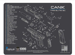 EDOG USA BANDIT 29 Pc Pistol Cleaning System - Compatible with Canik TP9 Elite SC - Schematic (Exploded View) Mat, Range Warrior Universal .22 9mm - .45 Kit & Clenzoil CLP & Hoppes Gun Oil & Patchs