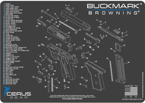 EDOG Browning Buckmark (Exploded View) PPistol Cleaning Mat & Range Warrior Handgun Cleaning Kit & E.D.O.G. Tac Pak Cleaning Essentials